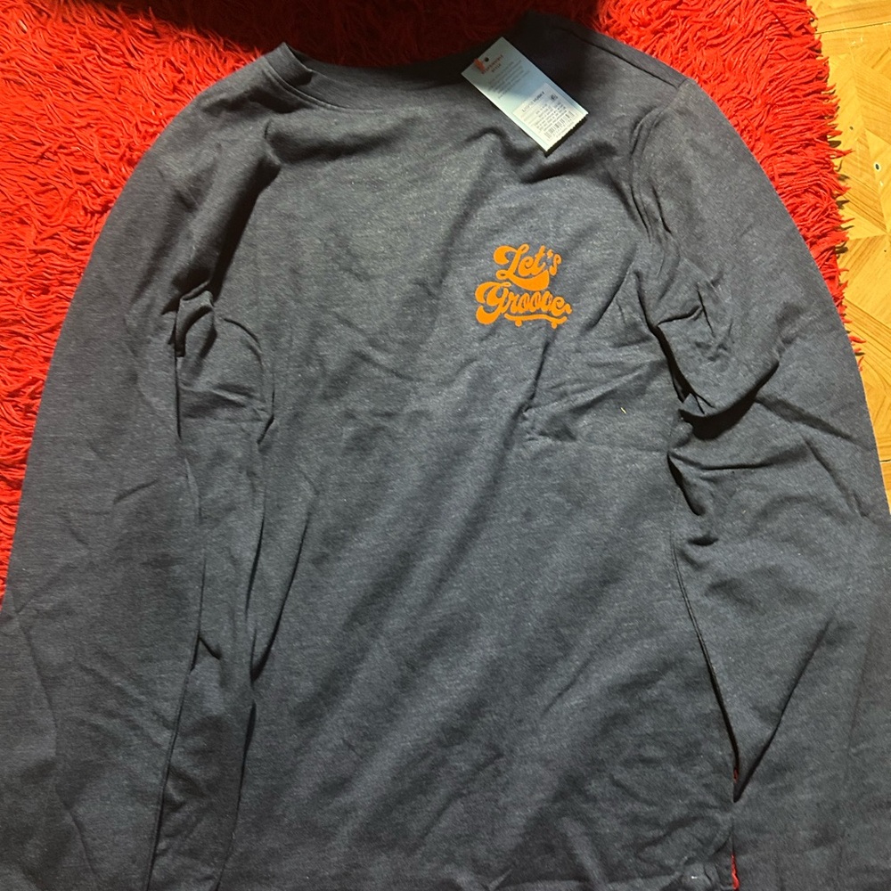 Cat & Jack Dark Navy Long-Sleeve Tee with Orange "Let's Groove" Graphic